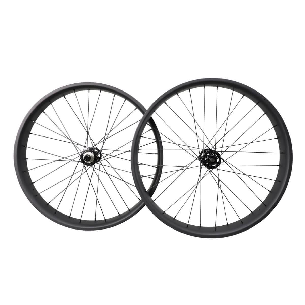 ICAN 26er Carbon Fat Bike Wheelset 90mm Clincher Tubeless Ready Powerway Hubs M74 Front 15x150mm Rear 12x190/197mm without Logos