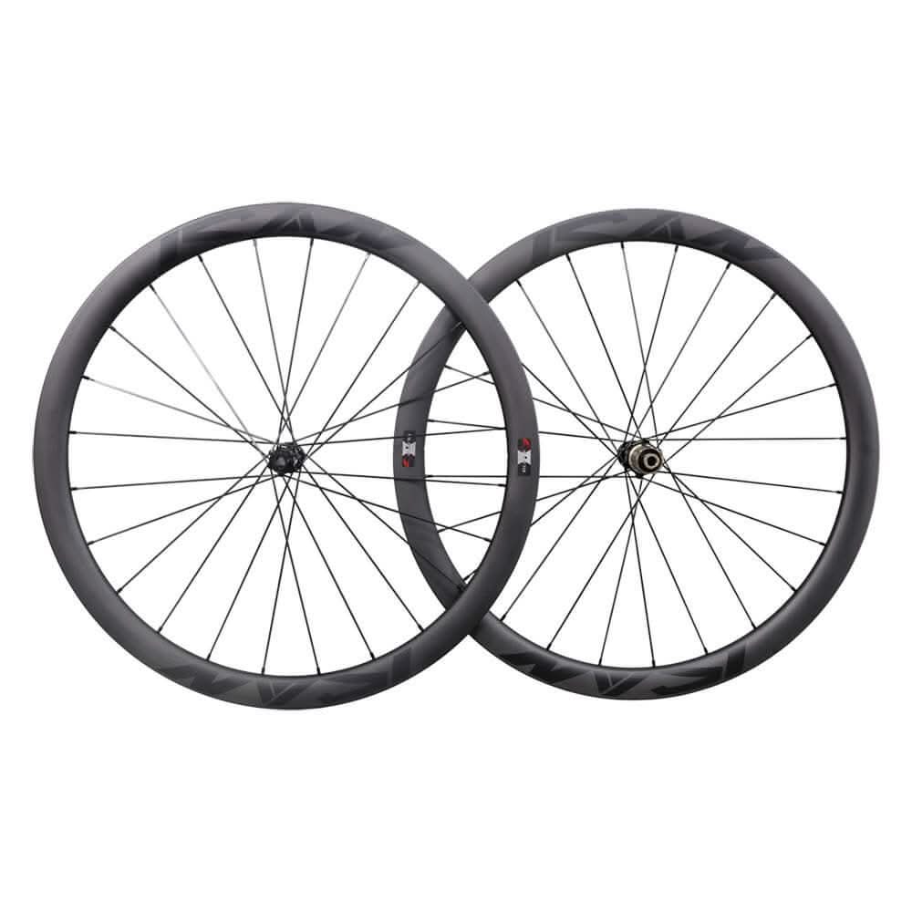 ICAN Road Disc Laufradsatz 40C Drahtreifen Tubeless Ready 25 mm breite Novatec 411 / 412SB-Naben und runde Sapim CX Leader-Speichen