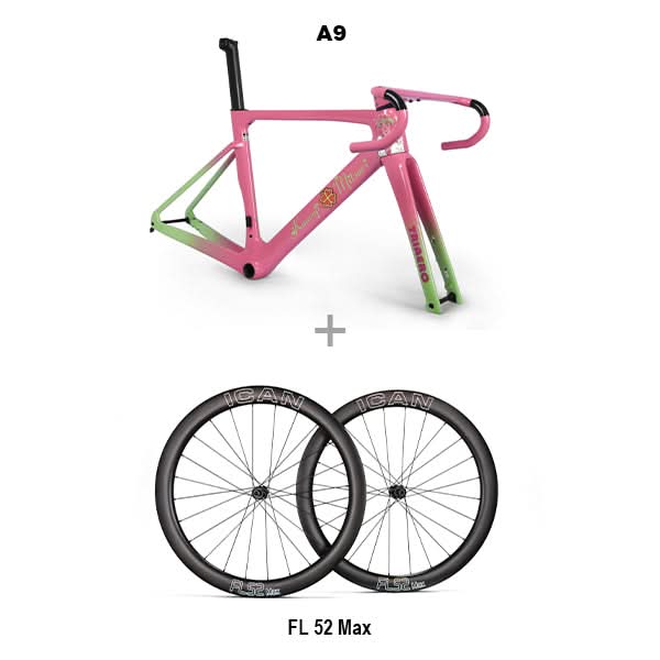 ICAN Flyee Telaio Bici Da Strada In Carbonio - Forcella Inclusa - BB T47 - UDH - Passaggio Cavi Interno - 47-57cm