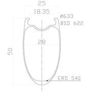 ICAN 50 mm clincher tubeless ready 25 mm brede geometrie van racefietsvelgen