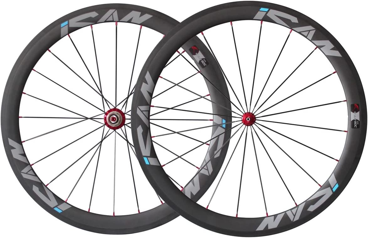 ICAN 50mm Carbon Road Bike Wheelset with Sapim CX Ray Spokes