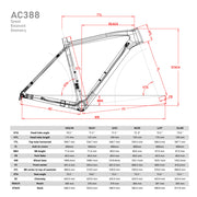 ICAN AC388 Carbon Cyclocross Frameset Geometrie