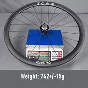 ICAN NOVA 40C carbon road bike wheels clincher tubeless ready weight 