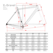 ICAN X-Gravel 자전거 프레임 셋 기하학