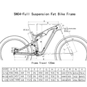 Cuadro Fat Bike con suspensión turquesa SN04