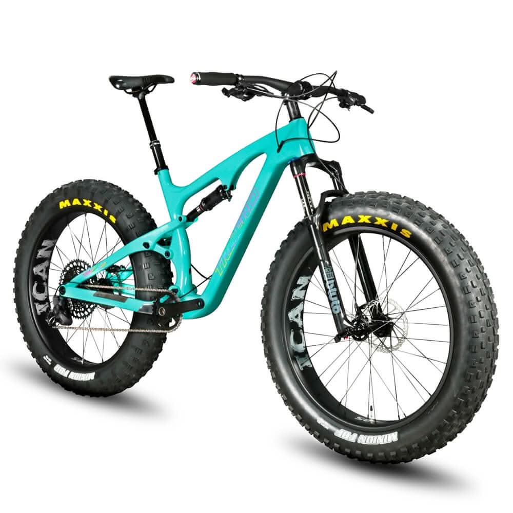 Erschwingliches türkisfarbenes vollgefedertes Fatbike SN04 – ICAN Cycling